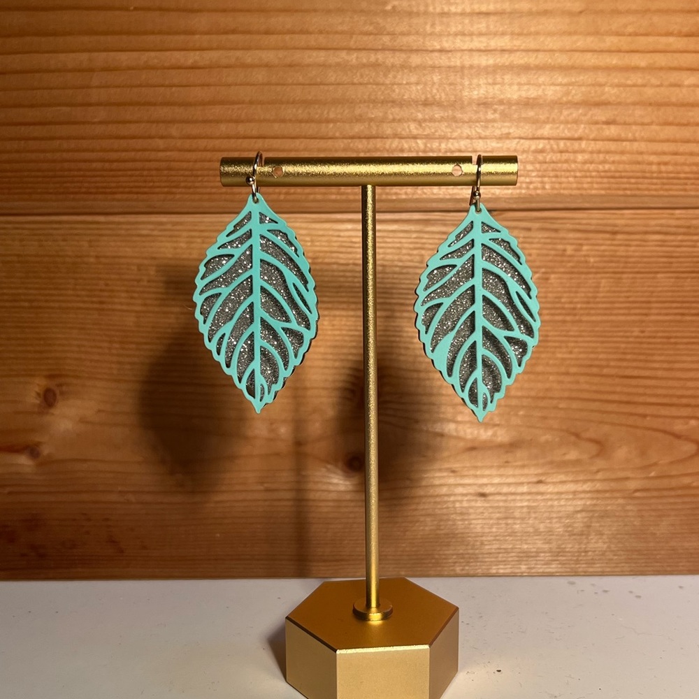 Glitter leaf earrings